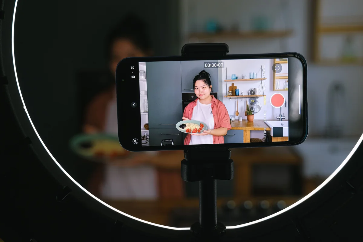 Representative LED ring light with phone holder and stand