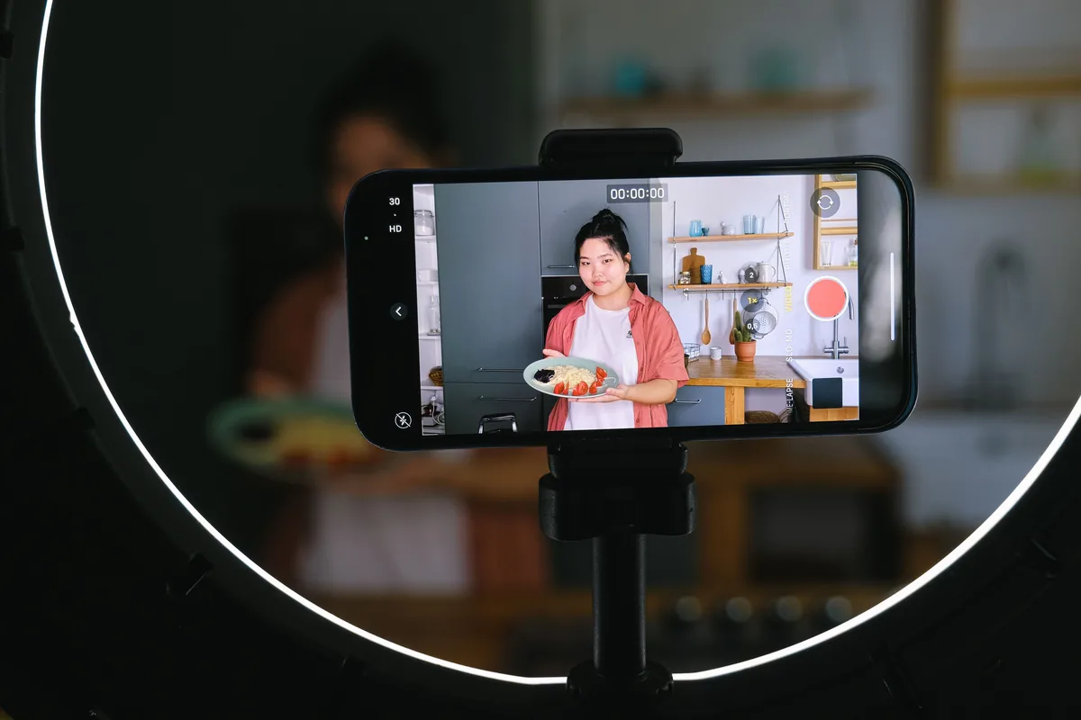 Representative large ring light with phone holder